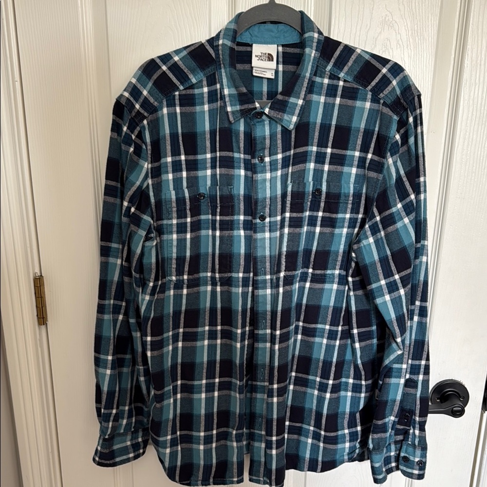 The North Face Blue and Black Casual Button Down Shirt